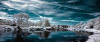 Abstract wonderful blue and white nature landscape