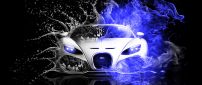 Abstract wallpaper Bugatti car - water and blue fire