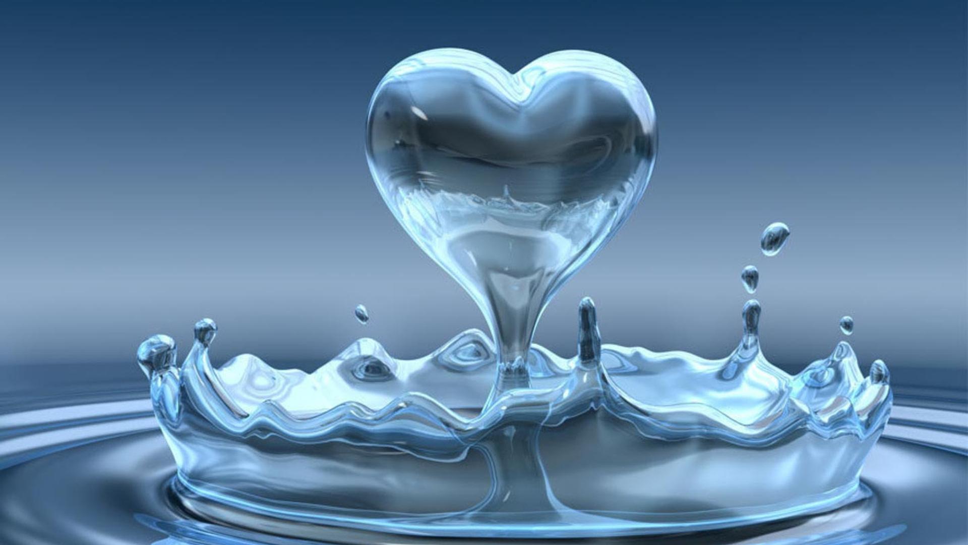 The water drop in the heart shape - Love wallpapers