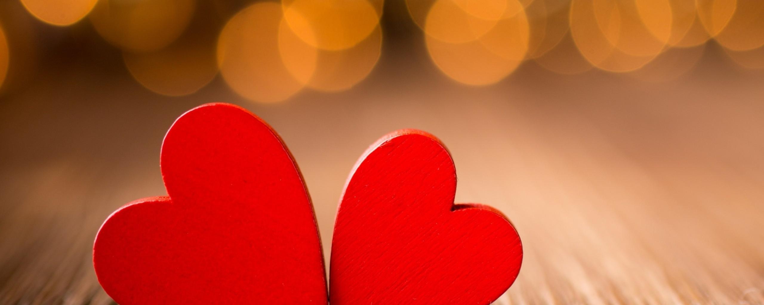 Two red little hearts - Love wallpaper