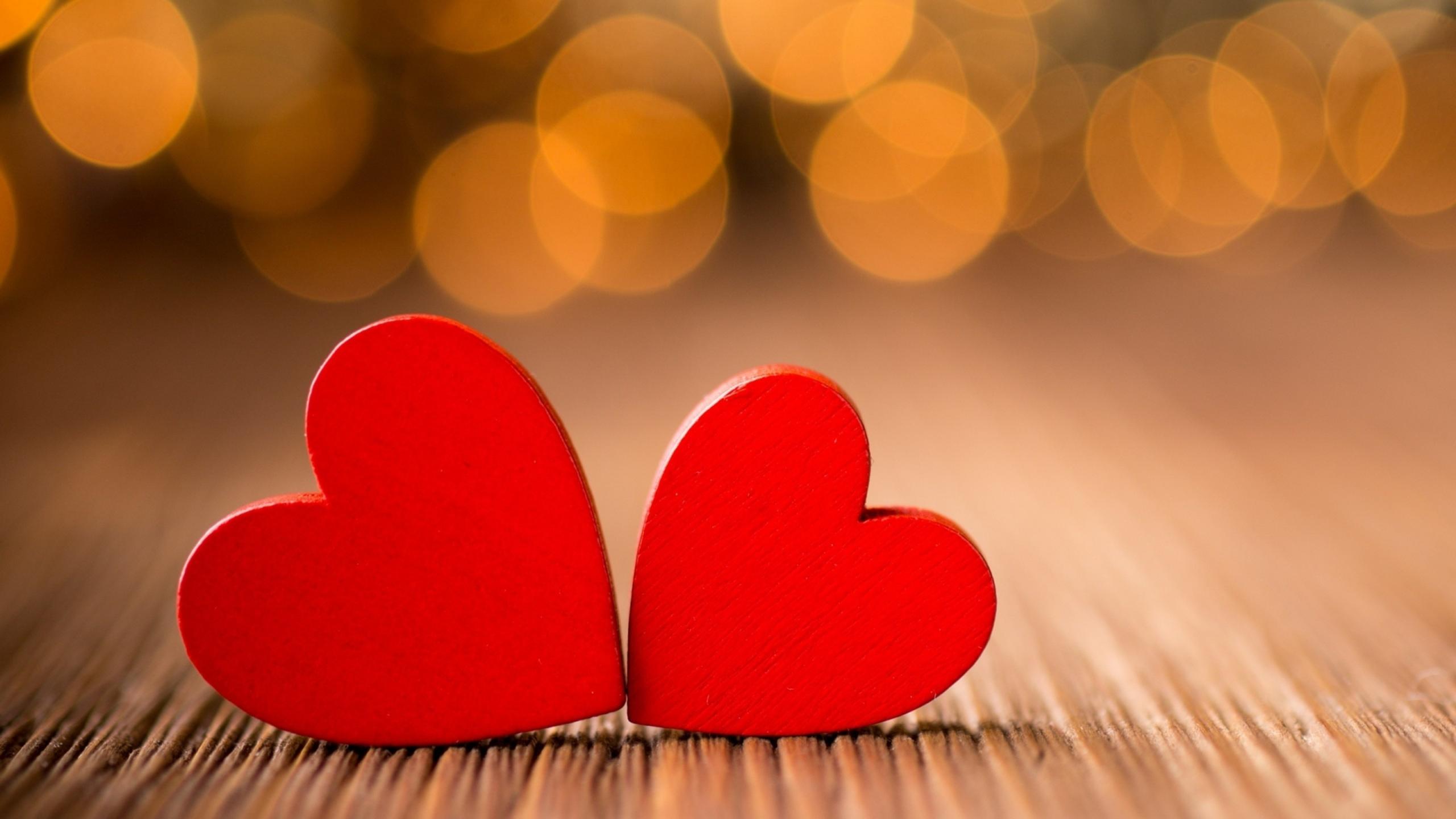 Two red little hearts - Love wallpaper