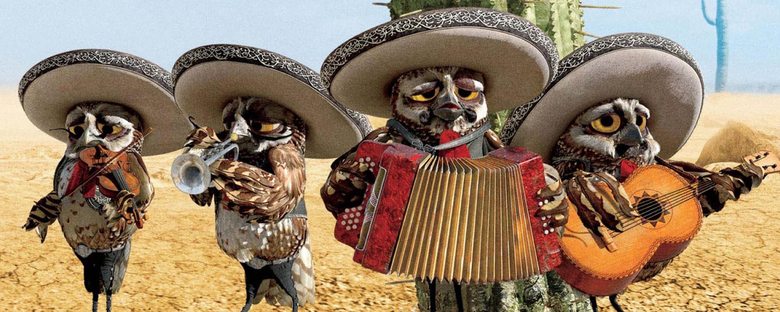 Download Rango movie - Four owls in a band in the desert Dual 1280x1024.