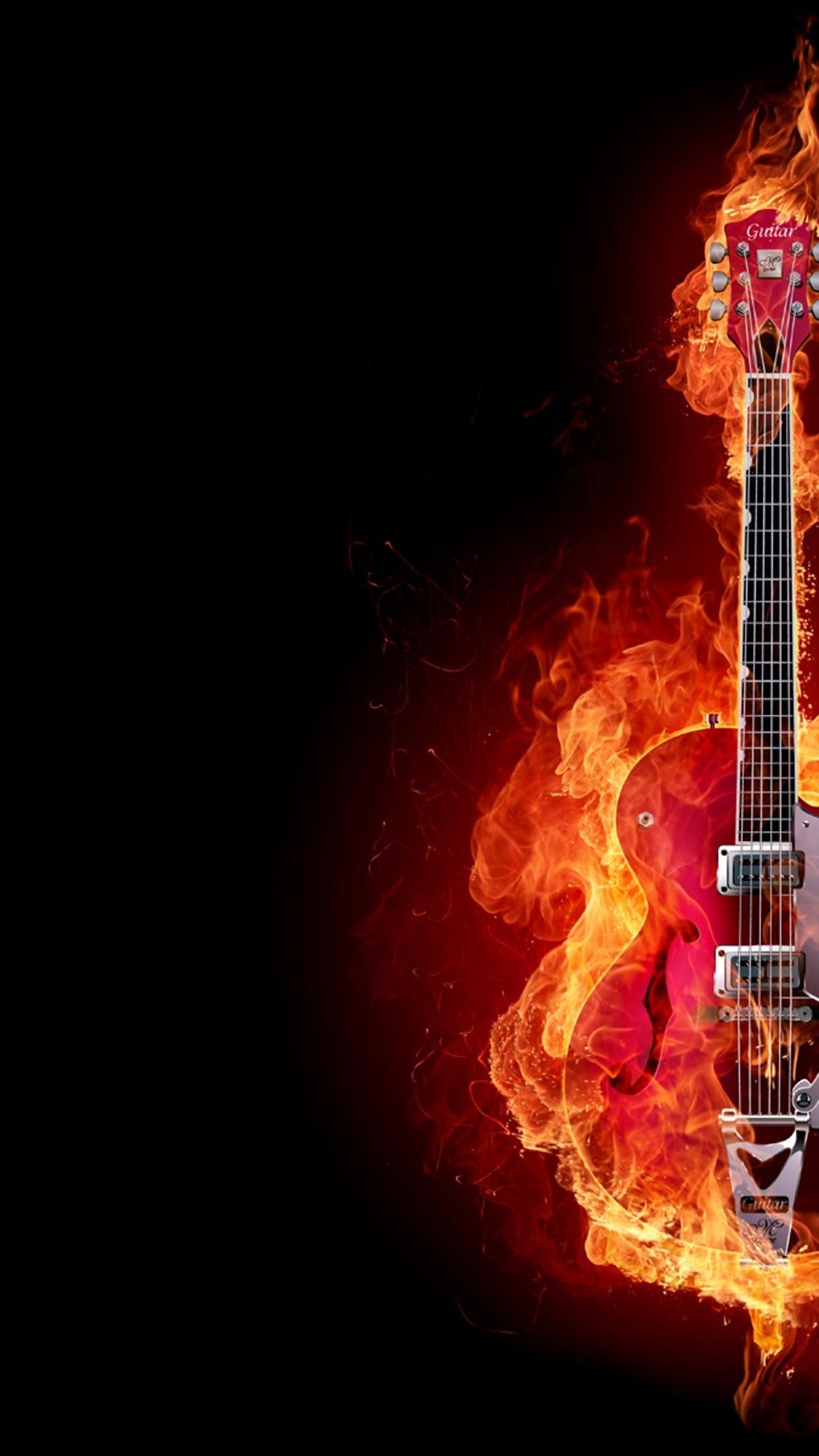 Electric guitar on fire - wonderful music