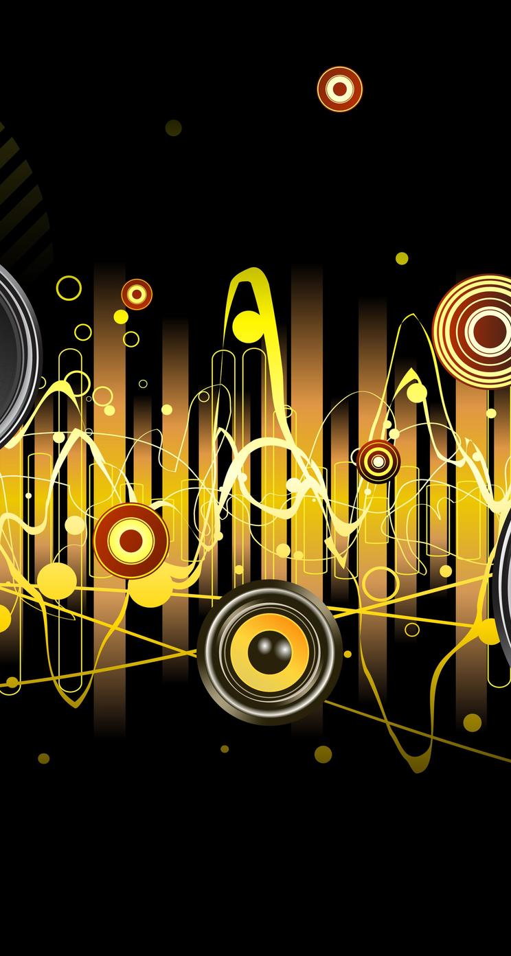 Many different speakers in the abstract music wallpaper