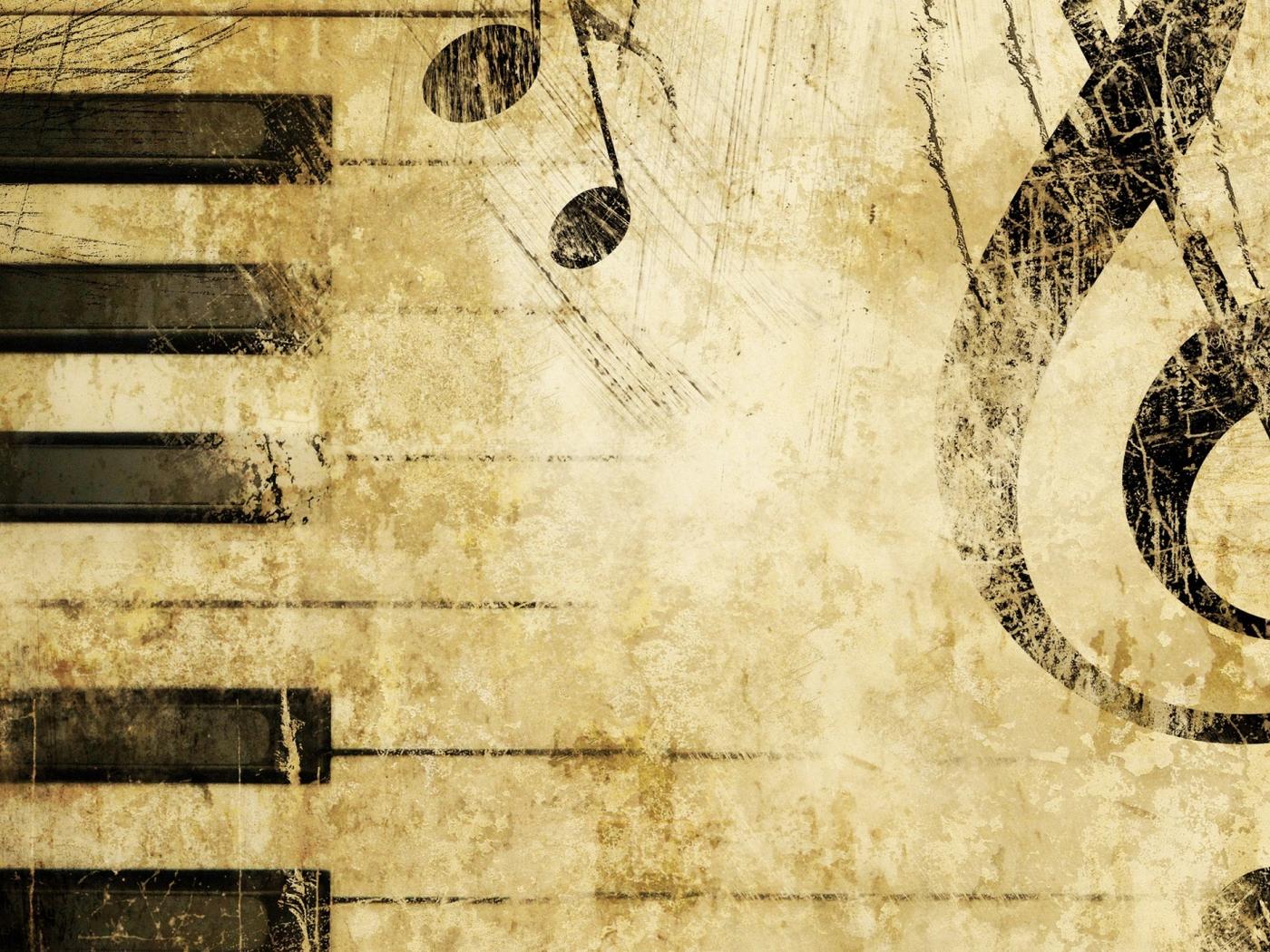 Music wallpaper - keys, notes and piano