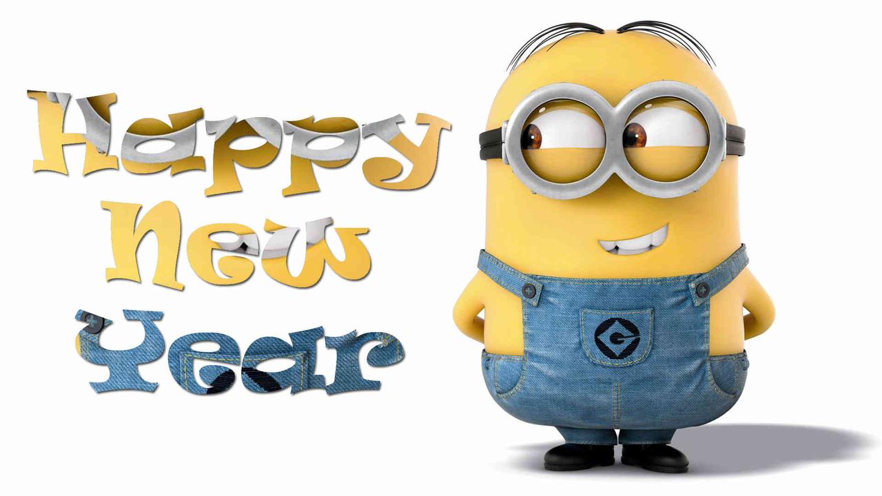 Funny wallpaper with Minion - Happy New Year 2018