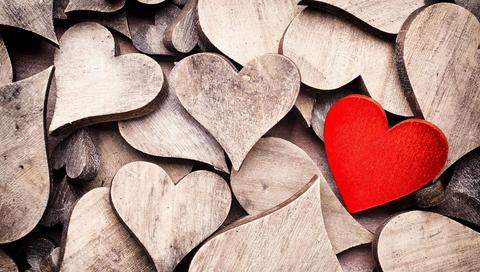 Beautiful red heart wooden shape HD love Valentine Day