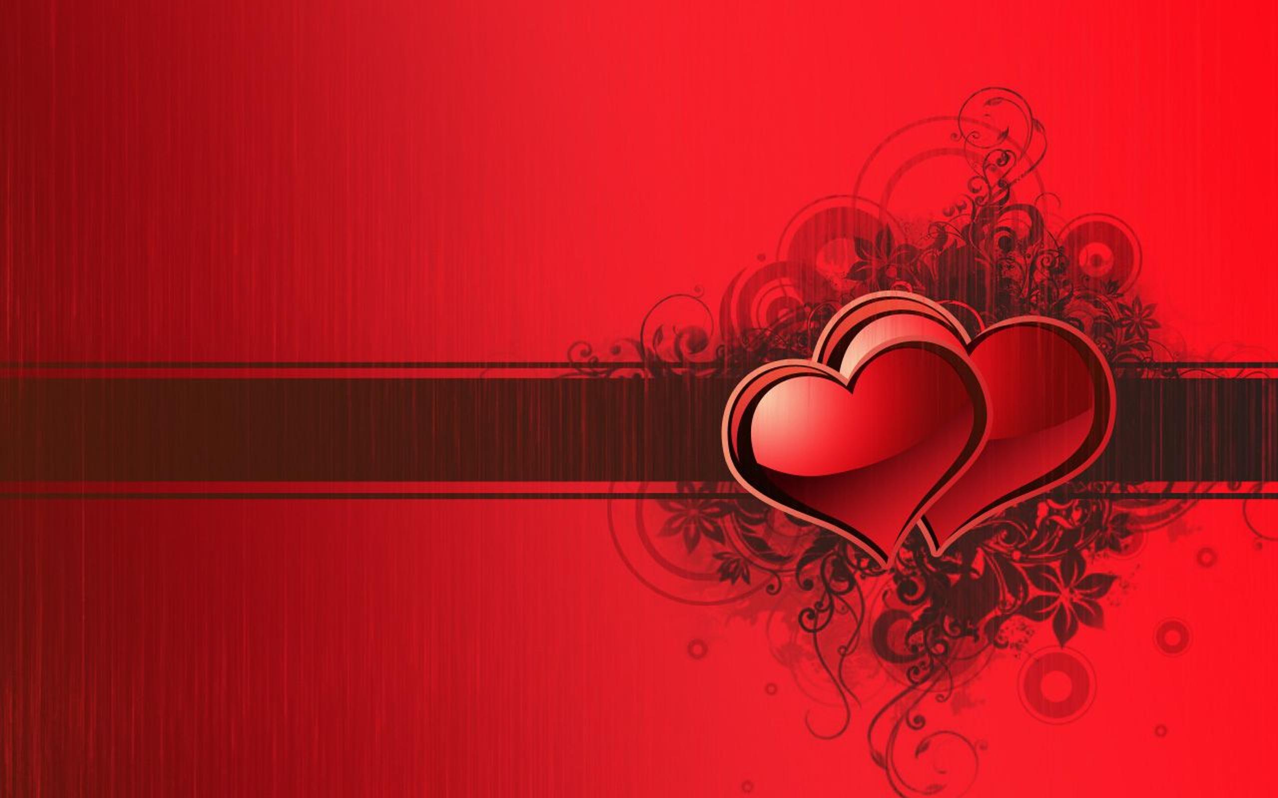 Two red hearts in one - Wonderful red wallpaper - Love time