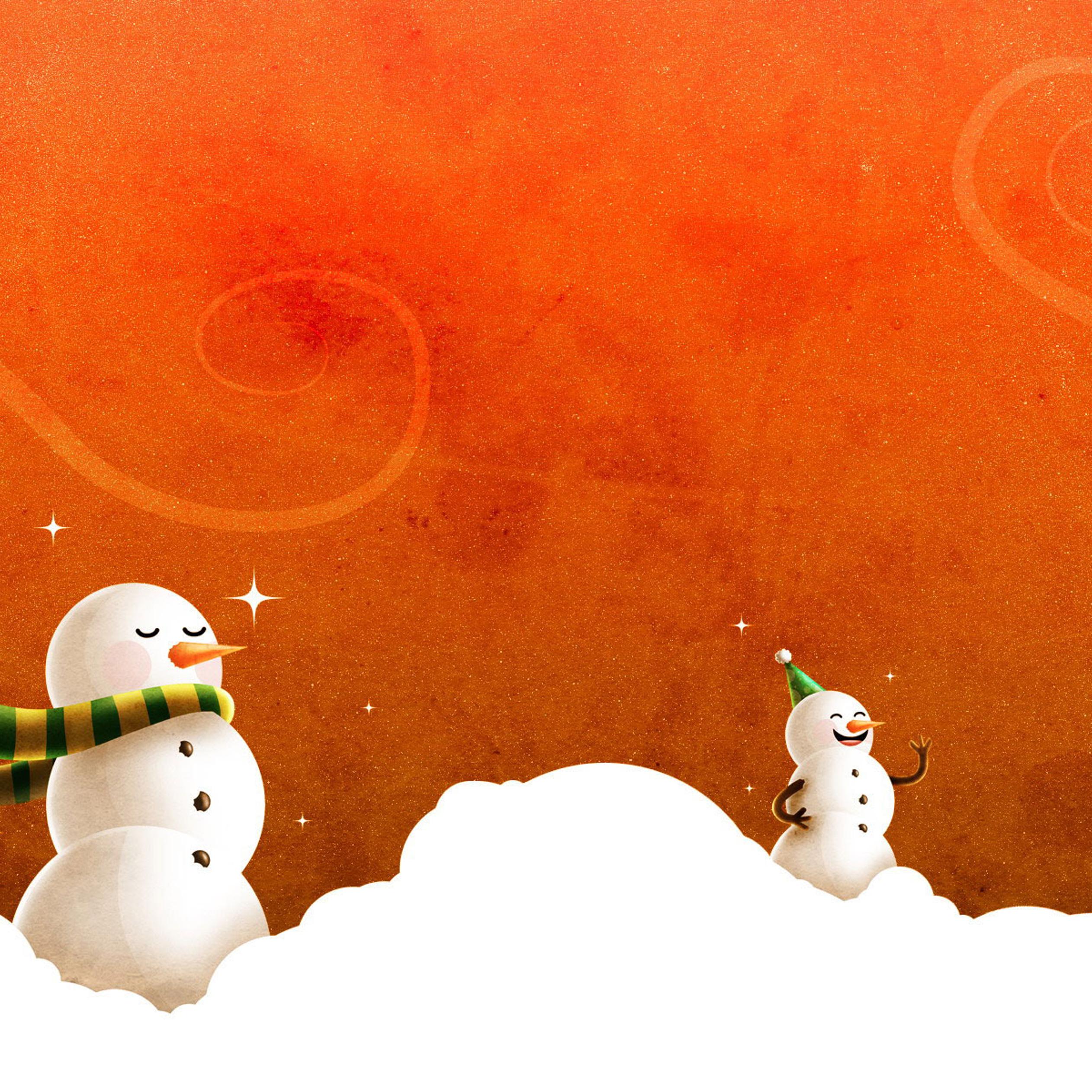 Funny snowmen in the winter wind - HD wallpaper