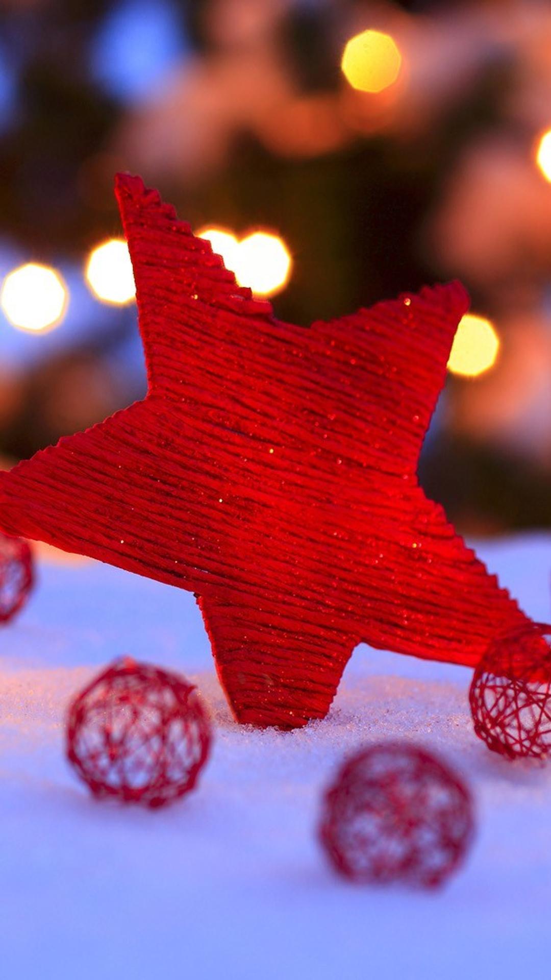 Red Christmas star and accessories - Winter HD wallpaper
